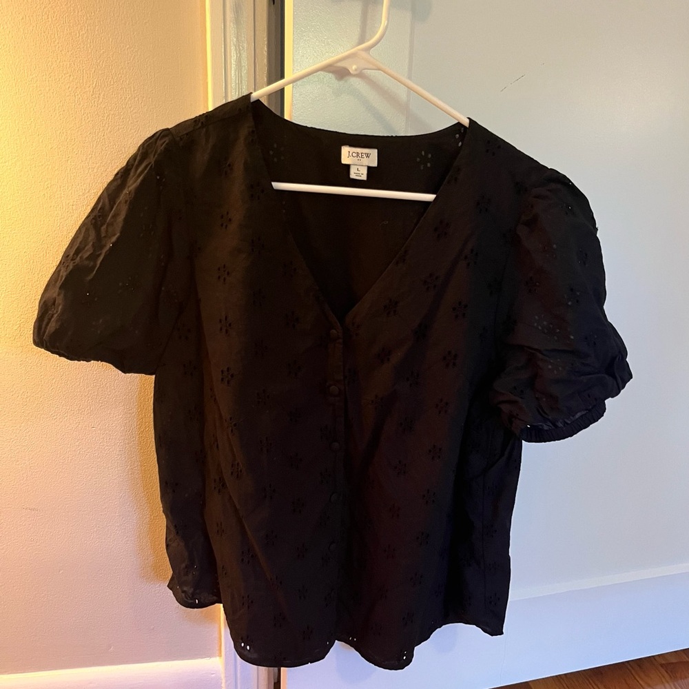J. Crew Black Women's Eyelet Blouse